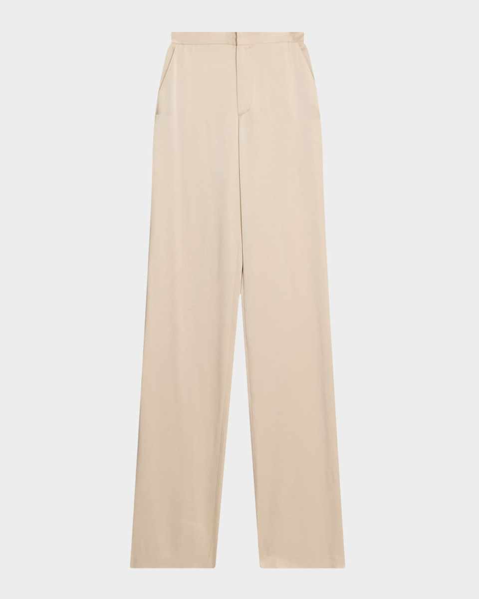 High-Rise Doublefsce Satin Wide-Leg Trousers